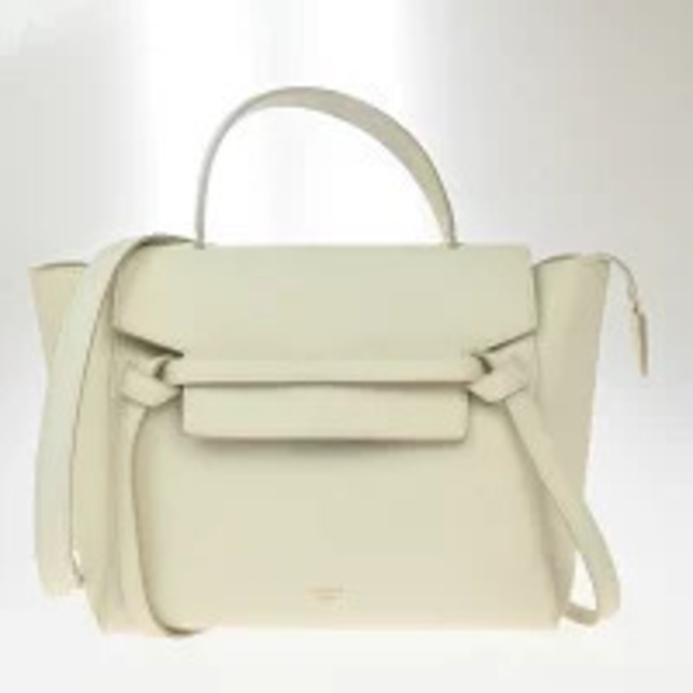 Celine Belt Body Waist Crossbody Shoulder Bag Leather White
